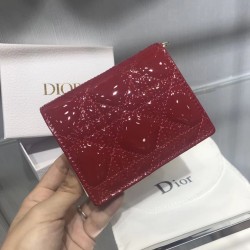 Dior Mini Lady Dior Wallet In Red Patent Leather CDBS2668