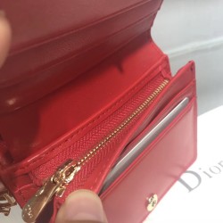 Dior Mini Lady Dior Wallet In Red Patent Leather CDBS2668