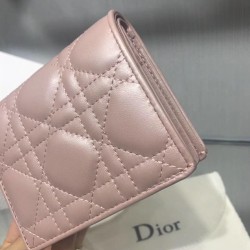 Dior Mini Lady Dior Wallet In lotus Pearly Lambskin CDBS2665