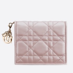 Dior Mini Lady Dior Wallet In lotus Pearly Lambskin CDBS2665