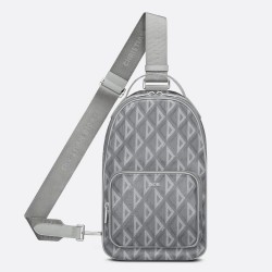 Dior Mini Rider Sling Bag In Gray CD Diamond Canvas CDBS2673