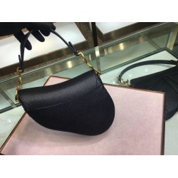 Dior Mini Saddle Bag In Black Grained Calfskin CDBS2675