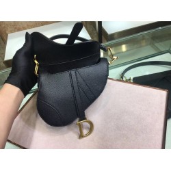 Dior Mini Saddle Bag In Black Grained Calfskin CDBS2675