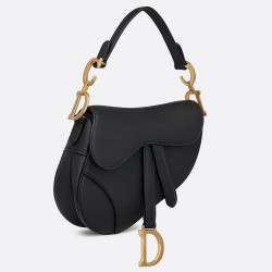 Dior Mini Saddle Bag In Black Grained Calfskin CDBS2675