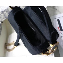 Dior Mini Saddle Bag In Black Velvet CDBS2677