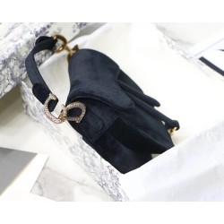 Dior Mini Saddle Bag In Black Velvet CDBS2677