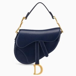 Dior Mini Saddle Bag In Blue Calfskin CDBS2678