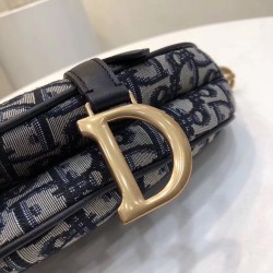 Dior Mini Saddle Bag In Blue Oblique Jacquard Canvas CDBS2679