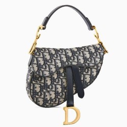 Dior Mini Saddle Bag In Blue Oblique Jacquard Canvas CDBS2679