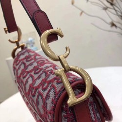 Dior Mini Saddle Bag In Bordeaux Oblique Jacquard Canvas CDBS2680