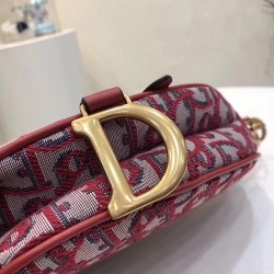 Dior Mini Saddle Bag In Bordeaux Oblique Jacquard Canvas CDBS2680