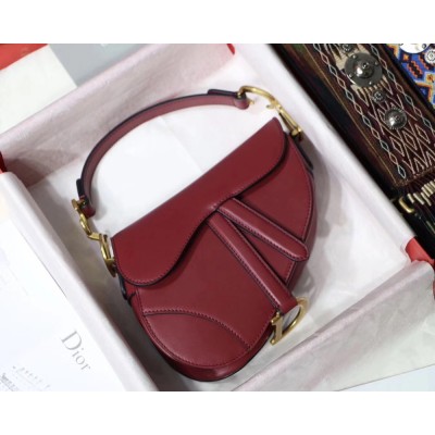 Dior Mini Saddle Bag In Red Calfskin CDBS2682