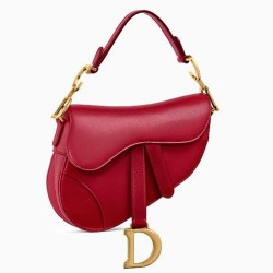 Dior Mini Saddle Bag In Red Calfskin CDBS2682