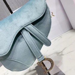 Dior Mini Saddle Bag In Sea Green Velvet CDBS2683