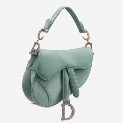 Dior Mini Saddle Bag In Sea Green Velvet CDBS2683