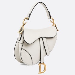 Dior Mini Saddle Bag In White Grained Calfskin CDBS2684