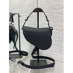 Dior Mini Saddle Bag With Strap in Black Ultramatte Calfskin CDBS2685