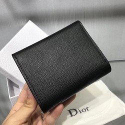 Dior Mini Saddle Tri-Fold Wallet In Black Calfskin CDBS2686