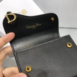 Dior Mini Saddle Tri-Fold Wallet In Black Calfskin CDBS2686