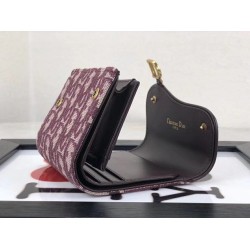 Dior Mini Saddle Tri-Fold Wallet In Bordeaux Oblique Canvas CDBS2688