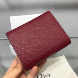 Dior Mini Saddle Tri-Fold Wallet In Scarlet Red Calfskin CDBS2689