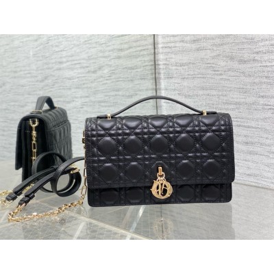 Dior Miss Dior Top Handle Bag in Black Cannage Lambskin CDBS2692