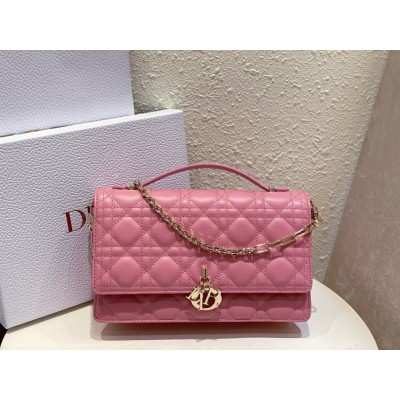 Dior Miss Dior Top Handle Bag in Melocoton Pink Cannage Lambskin CDBS2693