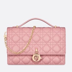 Dior Miss Dior Top Handle Bag in Melocoton Pink Cannage Lambskin CDBS2693