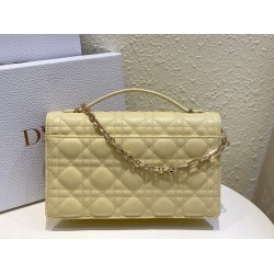 Dior Miss Dior Top Handle Bag in Pastel Yellow Cannage Lambskin CDBS2694