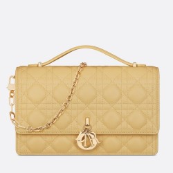 Dior Miss Dior Top Handle Bag in Pastel Yellow Cannage Lambskin CDBS2694