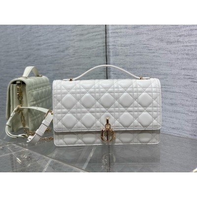 Dior Miss Dior Top Handle Bag in White Cannage Lambskin CDBS2695