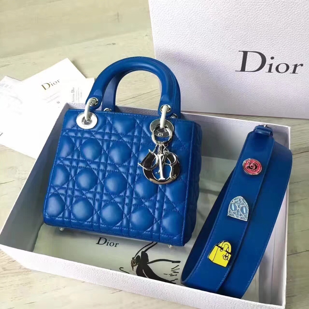 Dior My Lady Dior Bag In Blue Lambskin CDBS2698