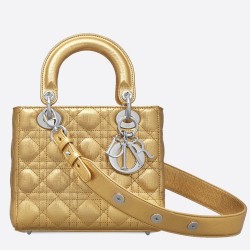 Dior My Lady Dior Bag In Gold Grained Calfskin CDBS2699