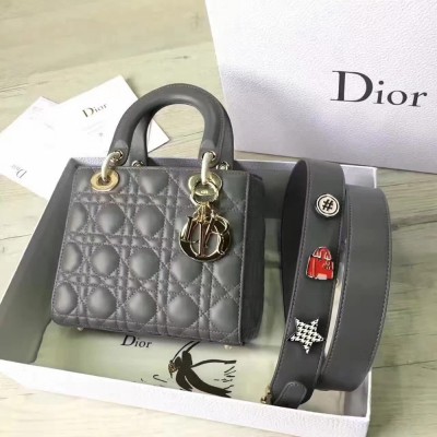 Dior My Lady Dior Bag In Grey Lambskin CDBS2700