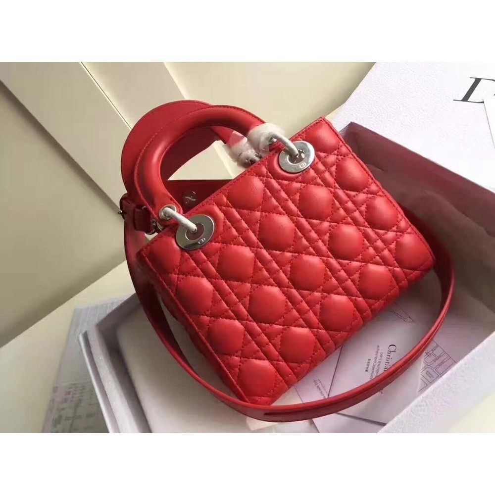 Dior My Lady Dior Bag In Red Lambskin CDBS2702