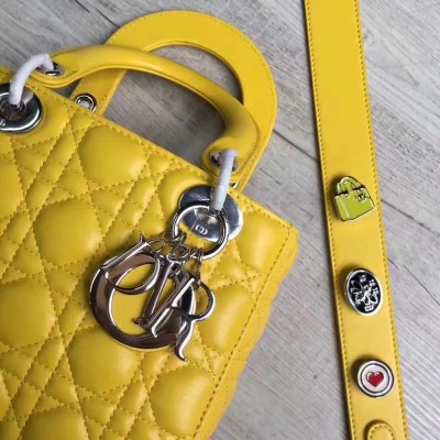 Dior My Lady Dior Bag In Yellow Lambskin CDBS2705