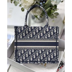 Dior New Small Book Tote In Blue Dior Oblique Jacquard CDBS2706