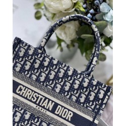 Dior New Small Book Tote In Blue Dior Oblique Jacquard CDBS2706