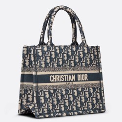 Dior New Small Book Tote In Blue Dior Oblique Jacquard CDBS2706