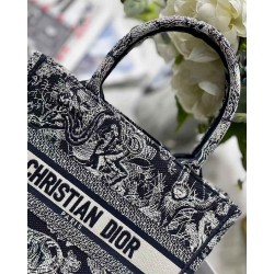 Dior New Small Book Tote In Blue Toile de Jouy Reverse Embroidery CDBS2707