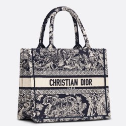 Dior New Small Book Tote In Blue Toile de Jouy Reverse Embroidery CDBS2707