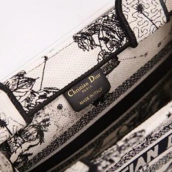 Dior New Small Book Tote In White Toile de Jouy Zodiac Embroidery CDBS2708