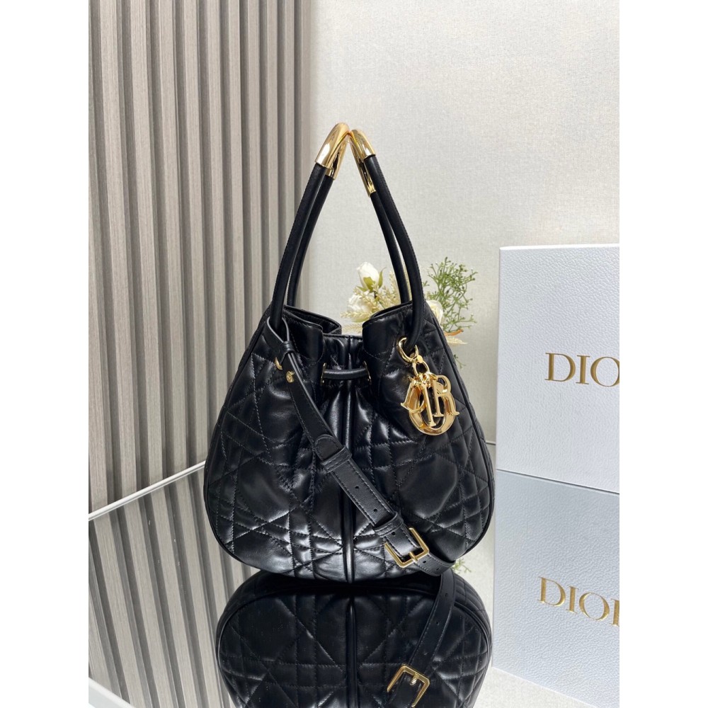 Dior Nolita Medium Bag in Black Macrocannage Lambskin CDBS2710