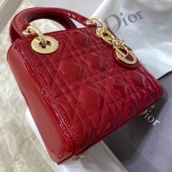 Dior Red Patent Mini Lady Dior Bag With Chain CDBS2716