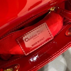 Dior Red Patent Mini Lady Dior Bag With Chain CDBS2716