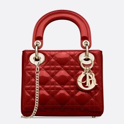 Dior Red Patent Mini Lady Dior Bag With Chain CDBS2716