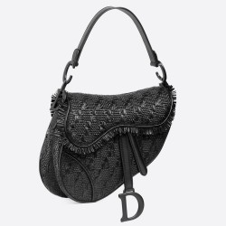 Dior Saddle Bag In Black Braided Leather Strips With Fringe CDBS2719