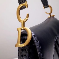 Dior Saddle Bag In Black Calfskin With Threaded Edges CDBS2721