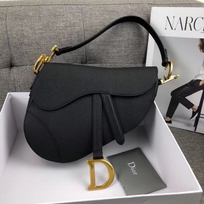 Dior Saddle Bag In Black Grained Calfskin CDBS2722