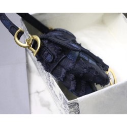 Dior Saddle Bag In Blue Camouflage Canvas CDBS2725